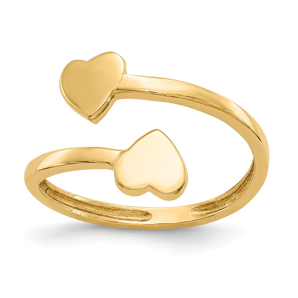 Twin Heart Adjustable Toe Ring in 14 Karat Gold