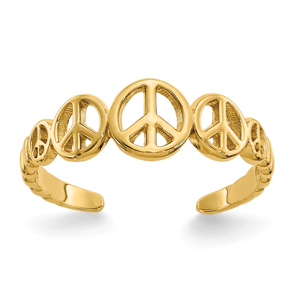 Peace Sign Toe Ring in 14 Karat Gold