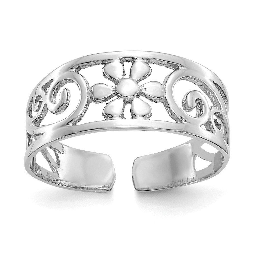 Floral Toe Ring in 14 Karat White Gold