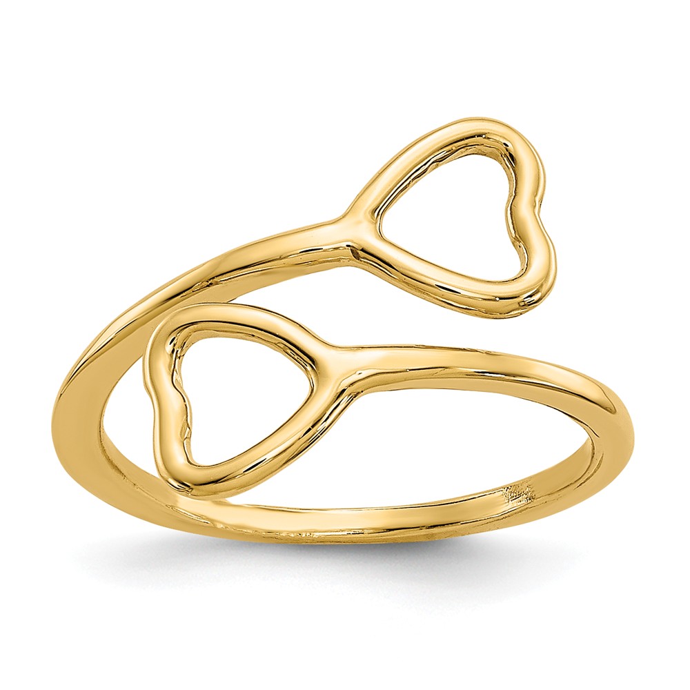 Double Heart Toe Ring in 14 Karat Gold