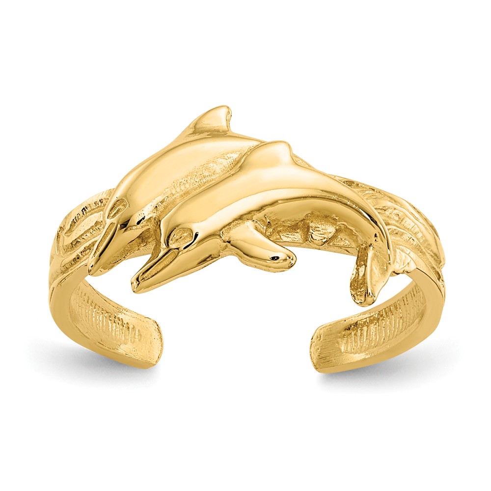 Dolphins Toe Ring in 14 Karat Gold