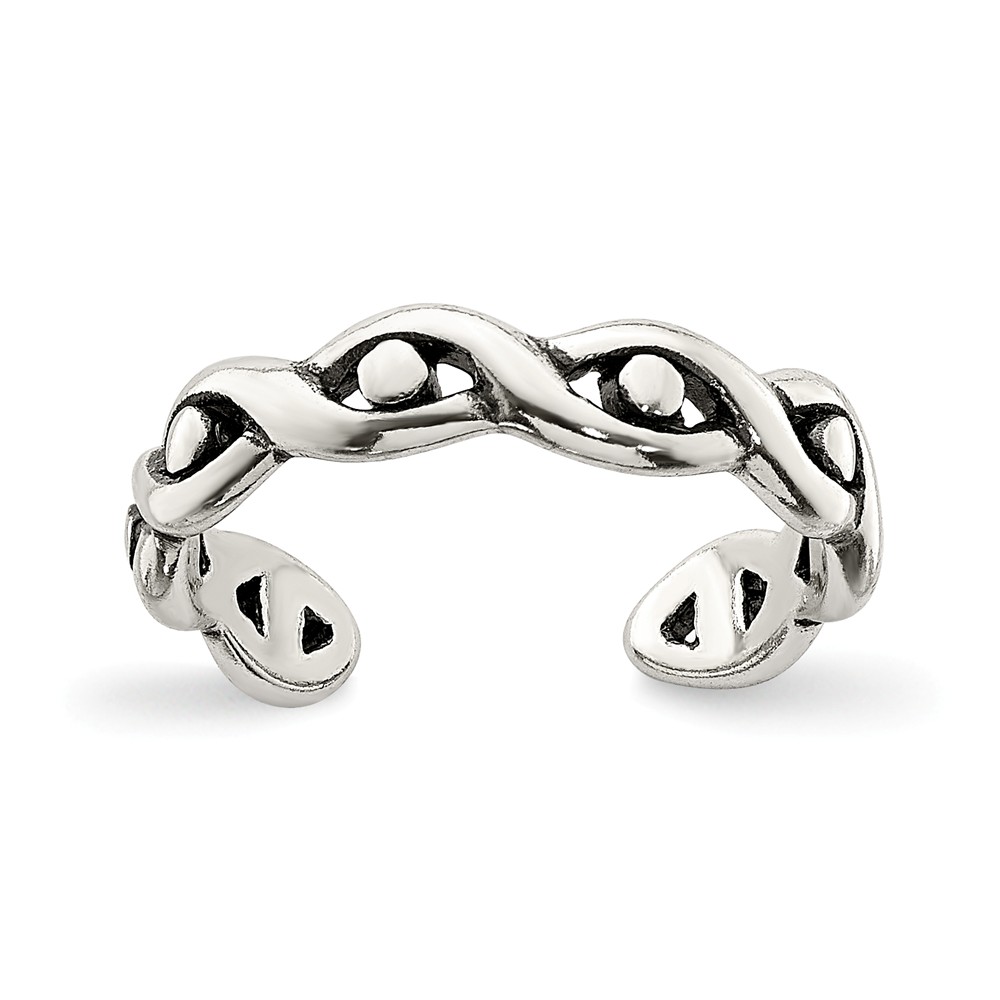 Sterling Silver Antiqued Twist and Dots Toe Ring