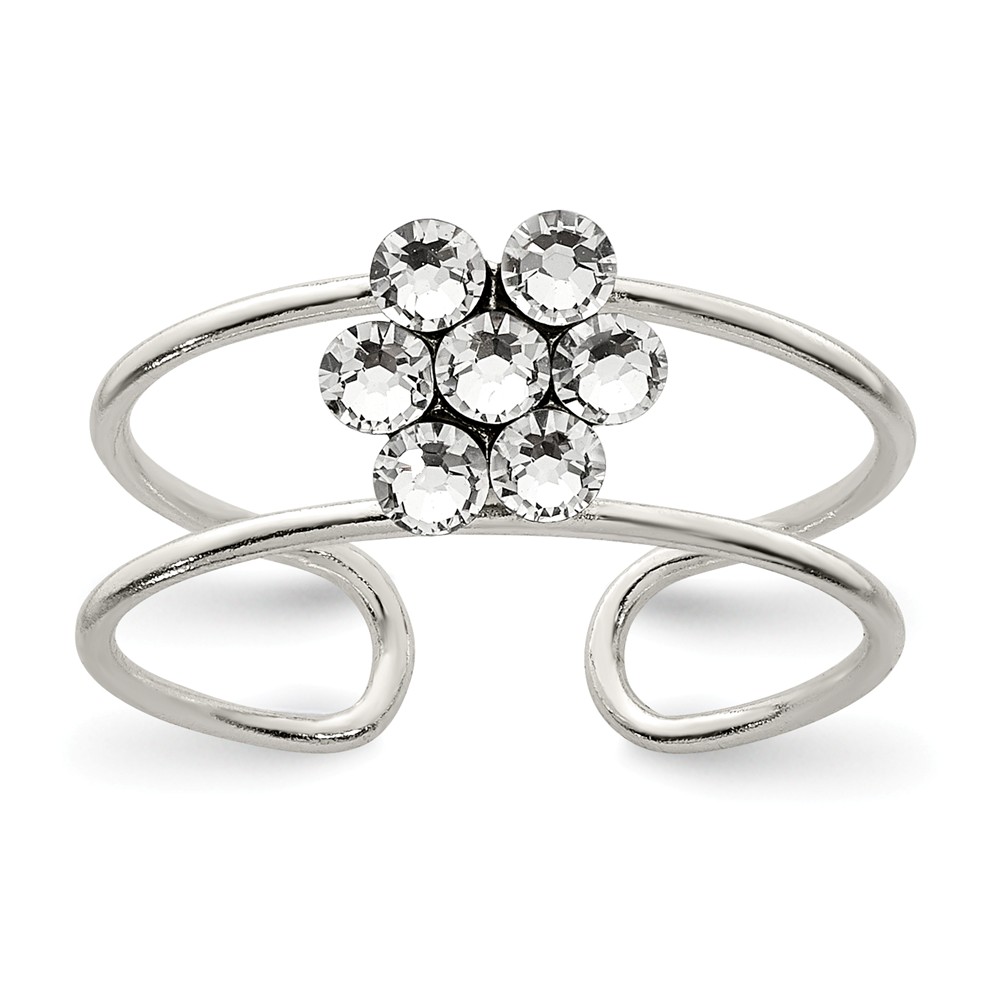 Flower Toe Ring in Sterling Silver and Cubic Zirconia