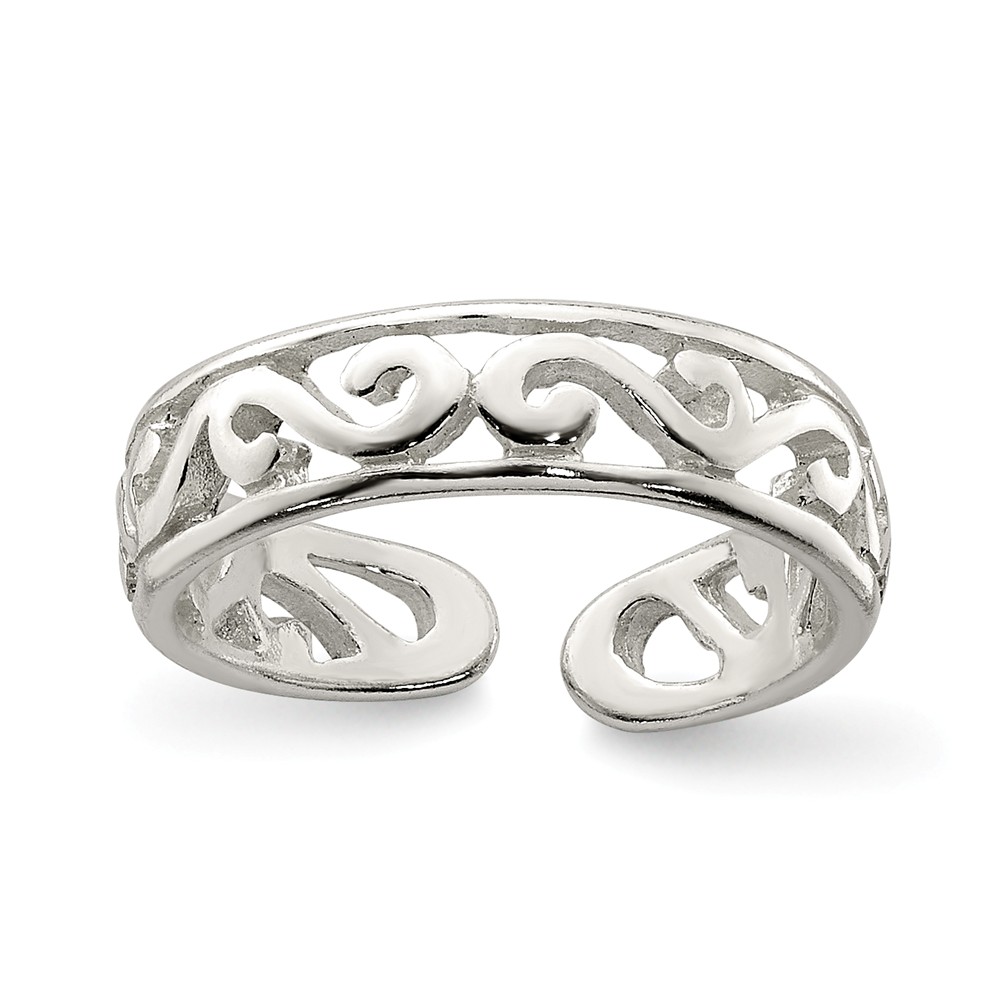 Scroll Toe Ring in Sterling Silver