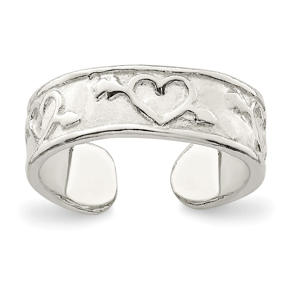 Hearts and Arrows Toe Ring in Sterling Silver