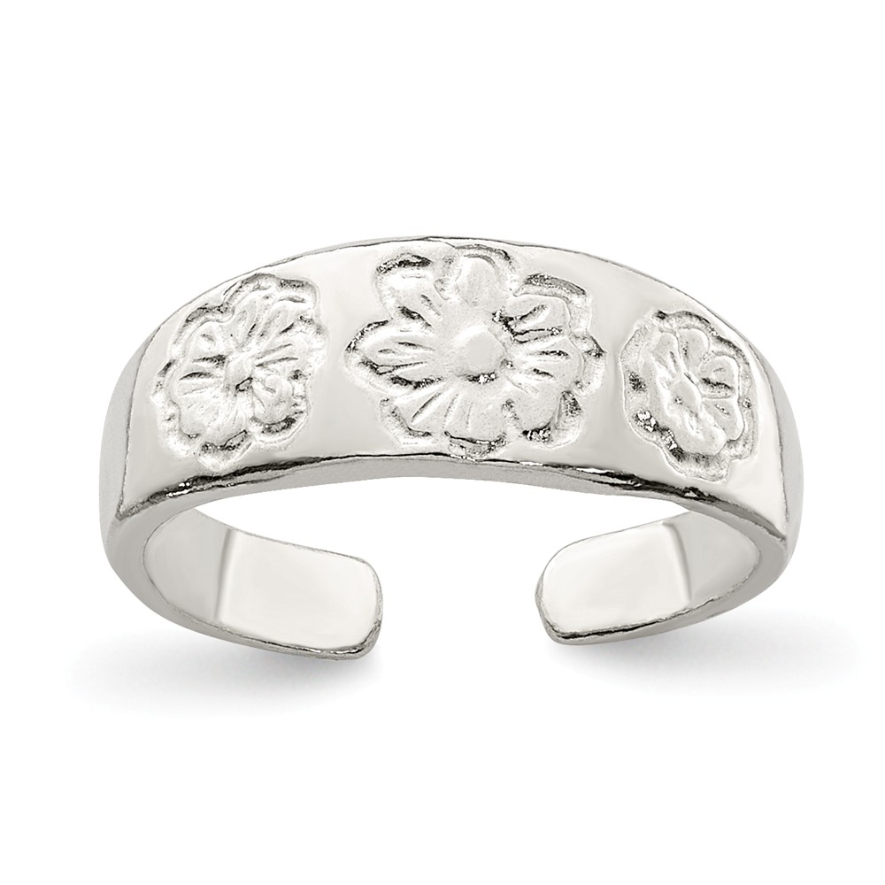 Floral Toe Ring in Sterling Silver