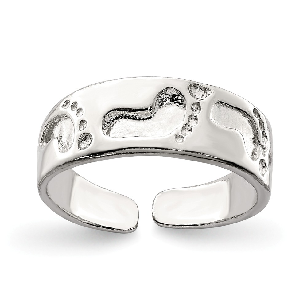 Footprints Toe Ring in Sterling Silver