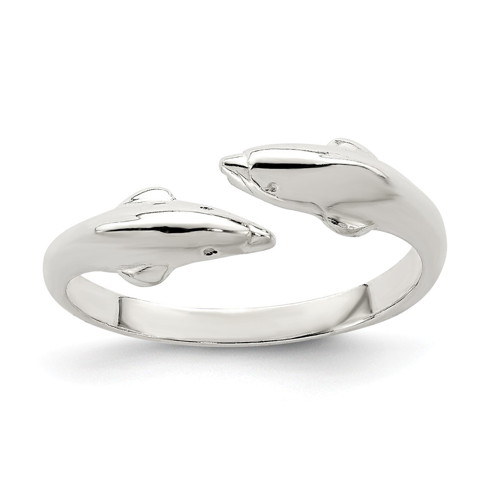 Kissing Dolphins Toe Ring in Sterling Silver