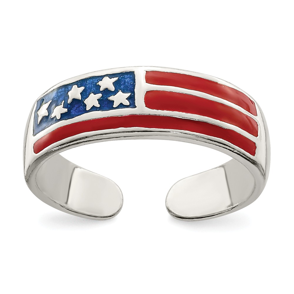 American Flag Toe Ring in Sterling Silver