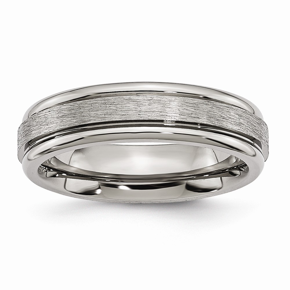 Titanium, 6mm Grooved Unisex Band - Size 10.5