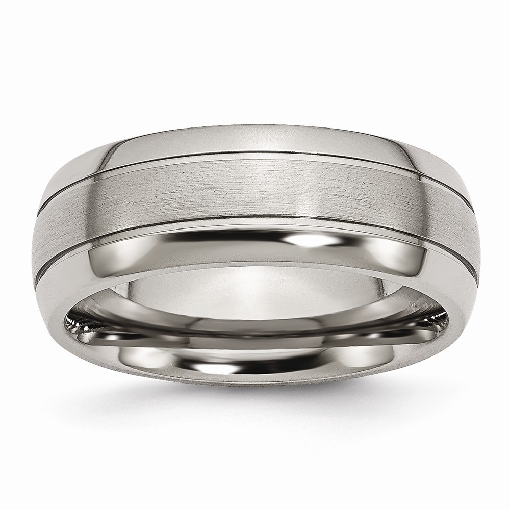 Titanium, 8mm Multi Finish and Grooved Comfort Fit Band
