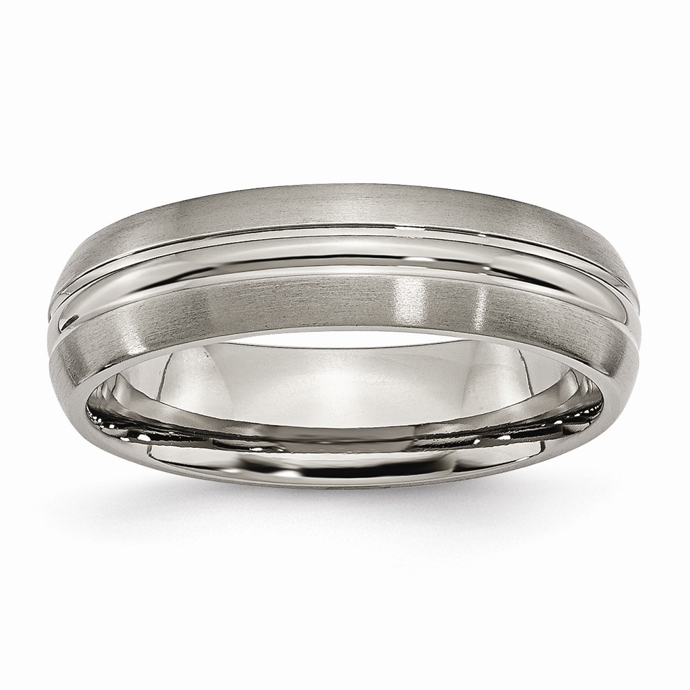 Titanium, 6mm Grooved Center Unisex Comfort Fit Band