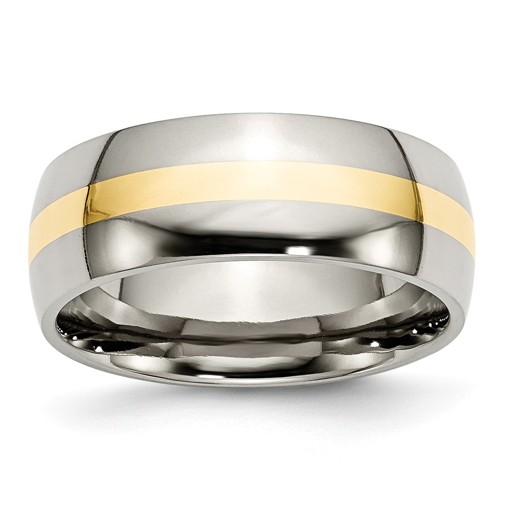 Titanium and 14K Gold, 8mm Striped Unisex Standard Fit Band