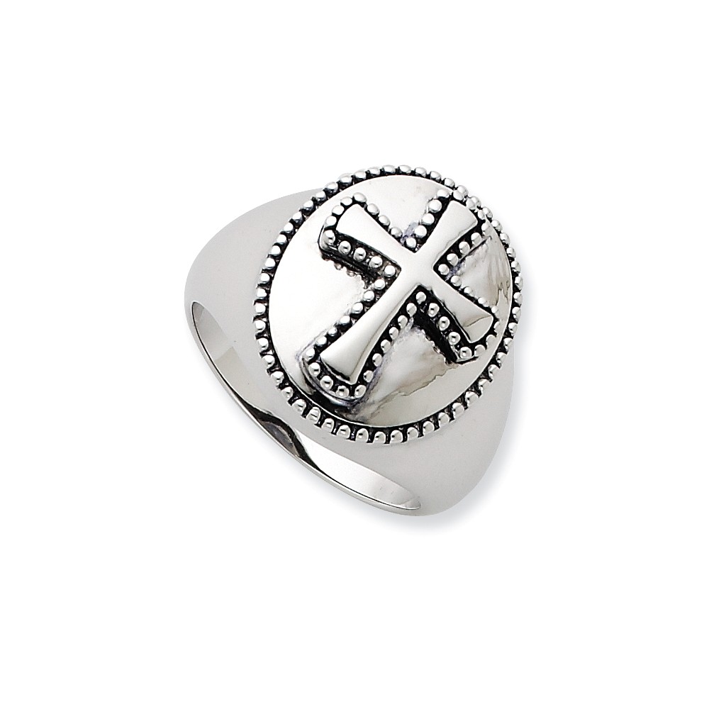 Boldness, Milgrain Cross Ring in Silver