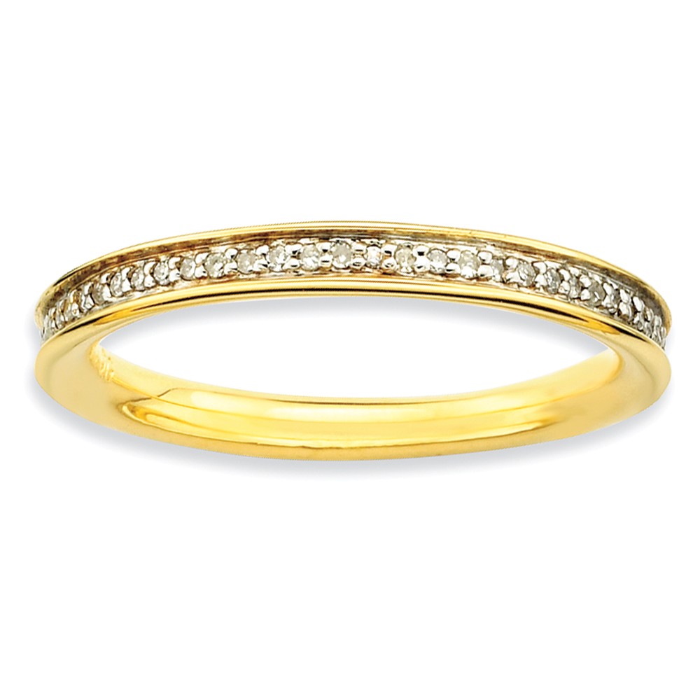 2.25mm 14K Gold Plated Silver Stackable 1/5 Cttw HI/I3 Diamond Band