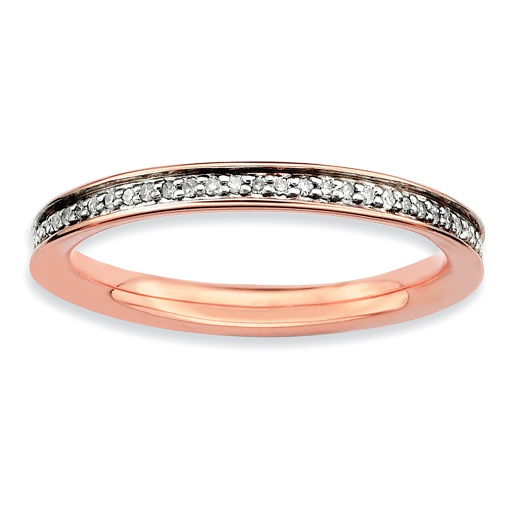 2.25mm 14K Rose Plated Silver Stackable 1/5 Cttw HI/I3 Diamond Band