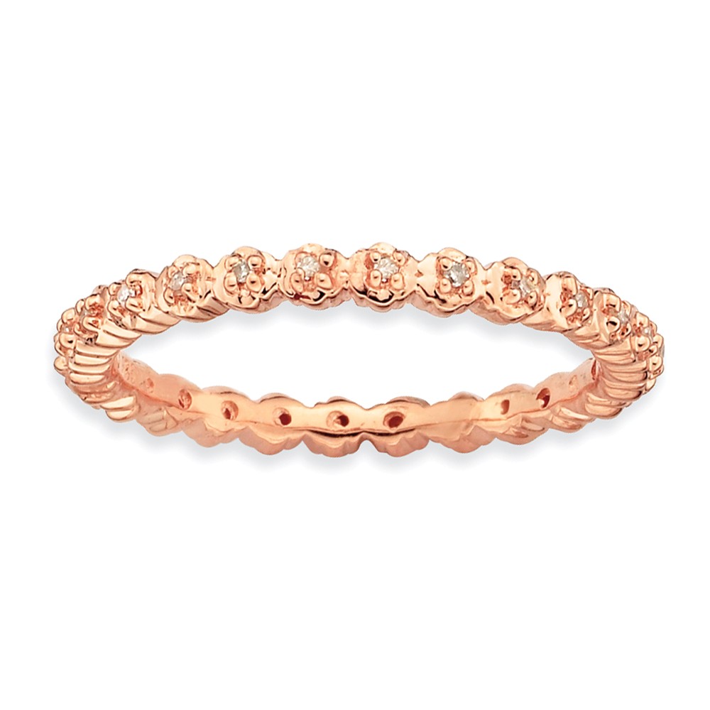 14K Rose Gold Plated SS Stackable 1/15 Cttw HI/I3 Diamond 2.25mm Band