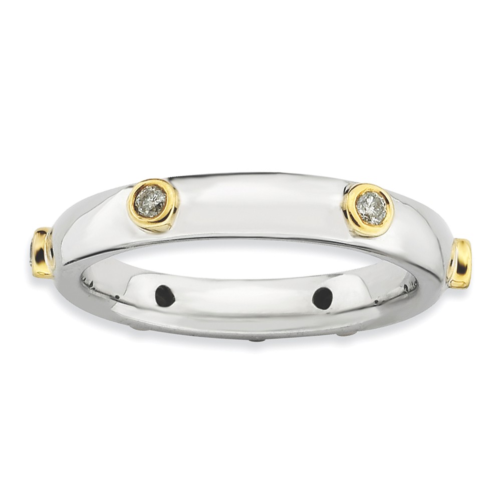 Silver and 14K Gold Plated Stackable .122 Ctw HI/I3 Diamond Band