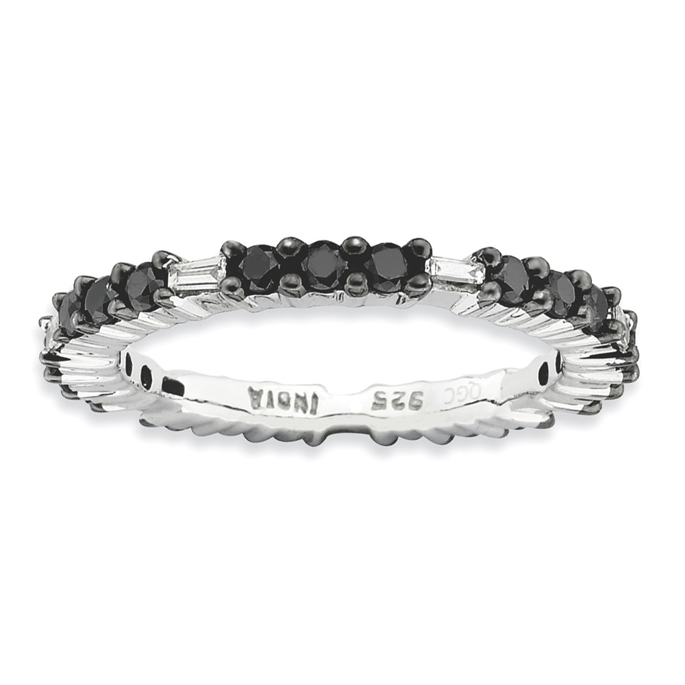 2.25mm Sterling Silver Stackable 7/8 Ctw Black & HI White Diamond Band