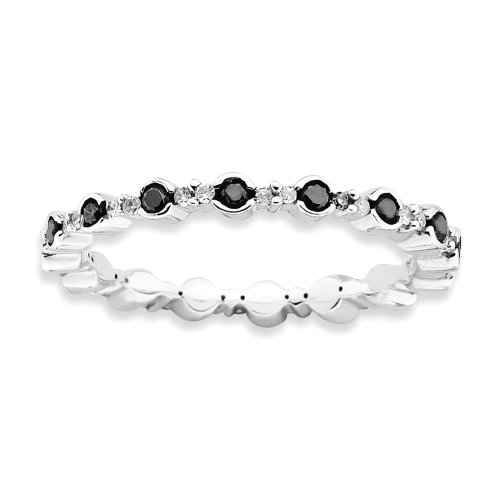 2.25mm Stackable Two-tone 3/8 Ctw I3 Diamond Silver Band