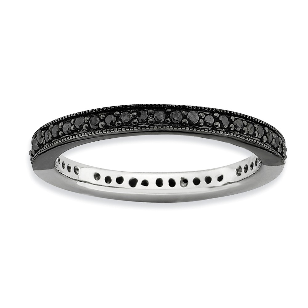 Stackable Reversible 1/3 Ctw Black & HI White Diamond Silver Band