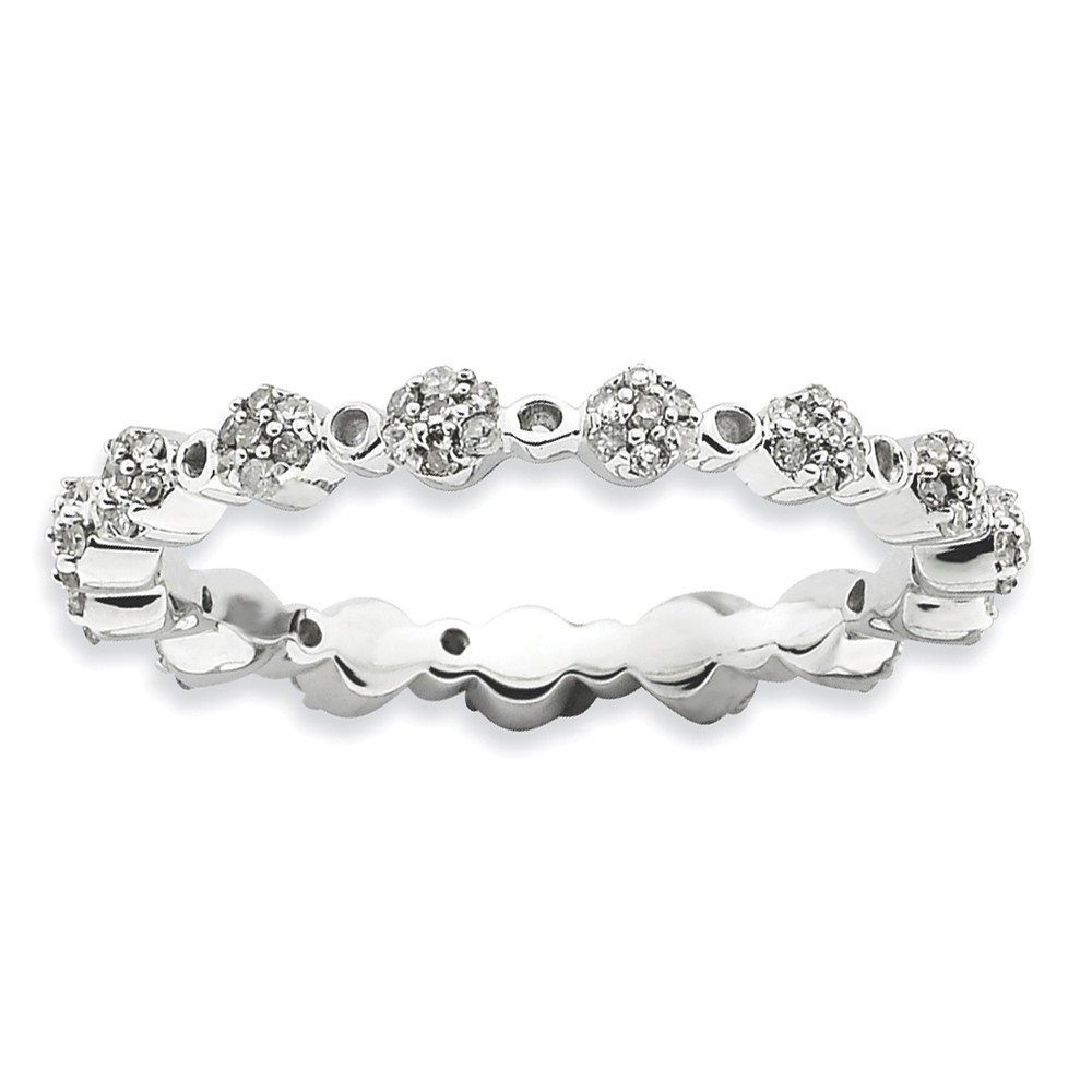 2.5mm Silver Stackable 1/3 Cttw HI/I3 Diamond Cluster Band