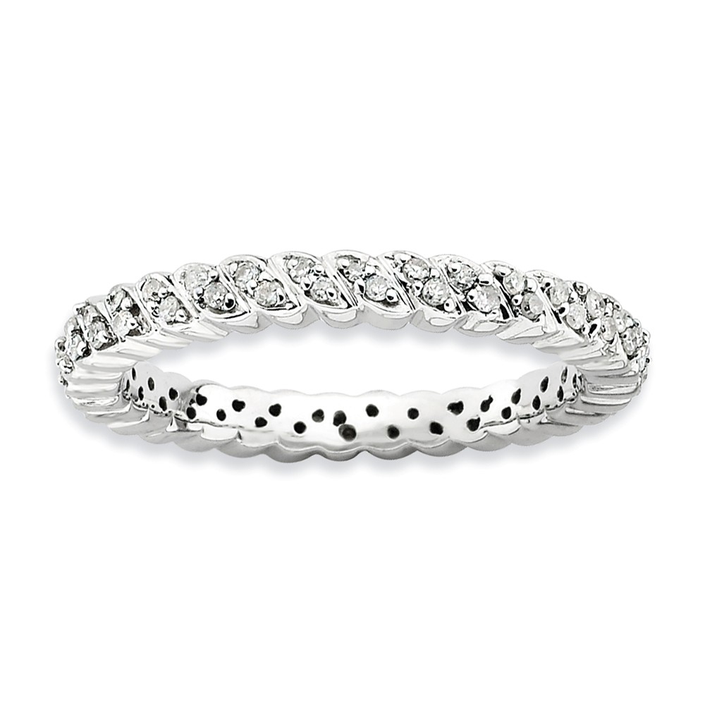 2.5mm Sterling Silver Stackable 1/5 Cttw HI/I3 Diamond Petal Band
