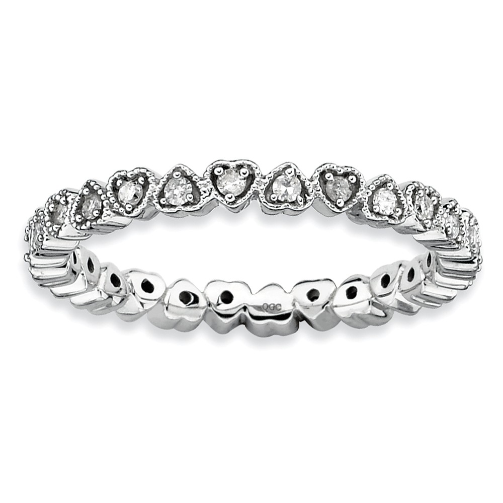 2.25mm Sterling Silver Stackable 1/4 Ctw HI/I3 Diamond Heart Band