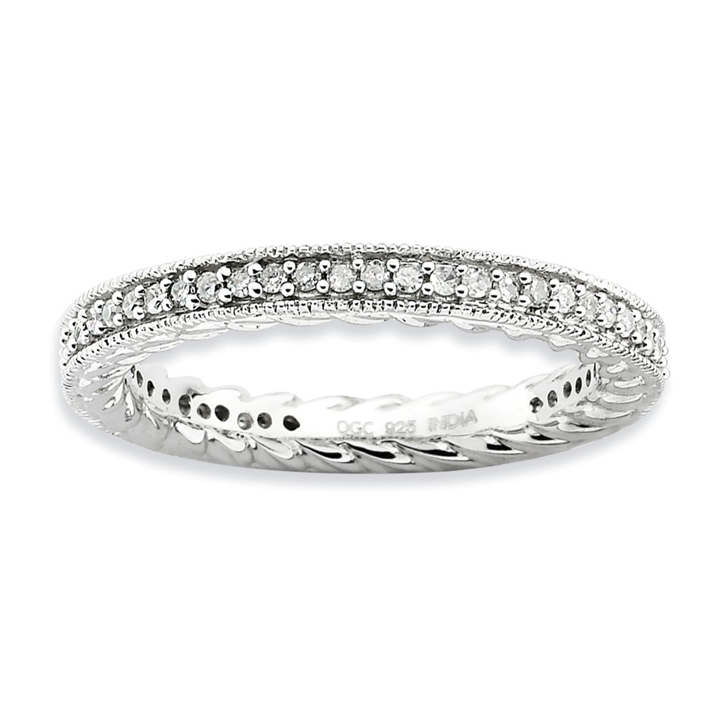 2.5mm Silver Stackable 1/3 Cttw HI/I3 Diamond Scalloped Band