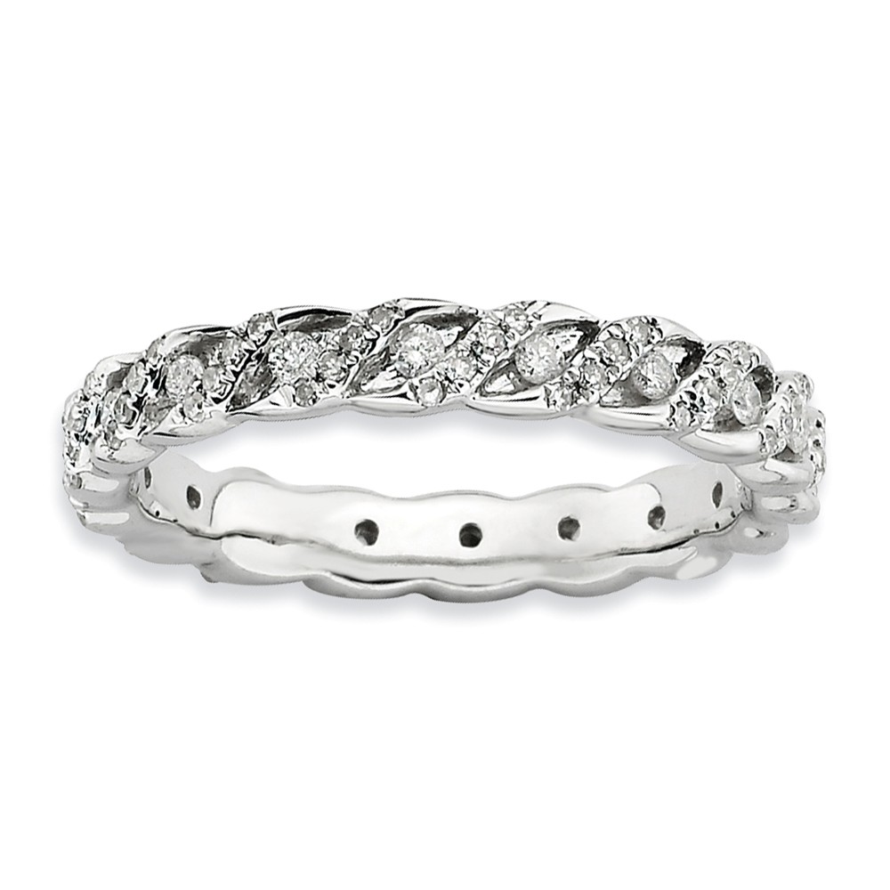 3.5mm Sterling Silver Stackable 1/2 Ctw HI/I3 Diamond Band