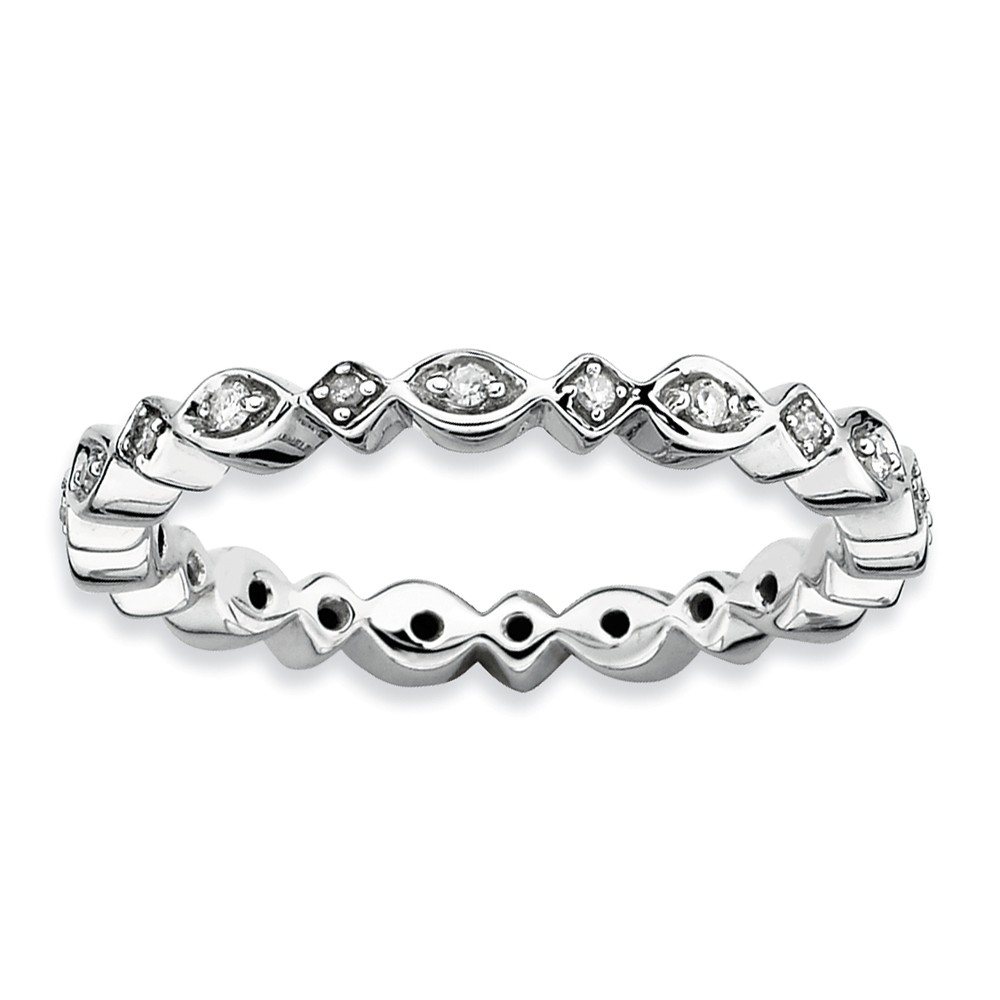 2.5mm Sterling Silver Stackable 1/10 Ctw HI/I3 Diamond Band