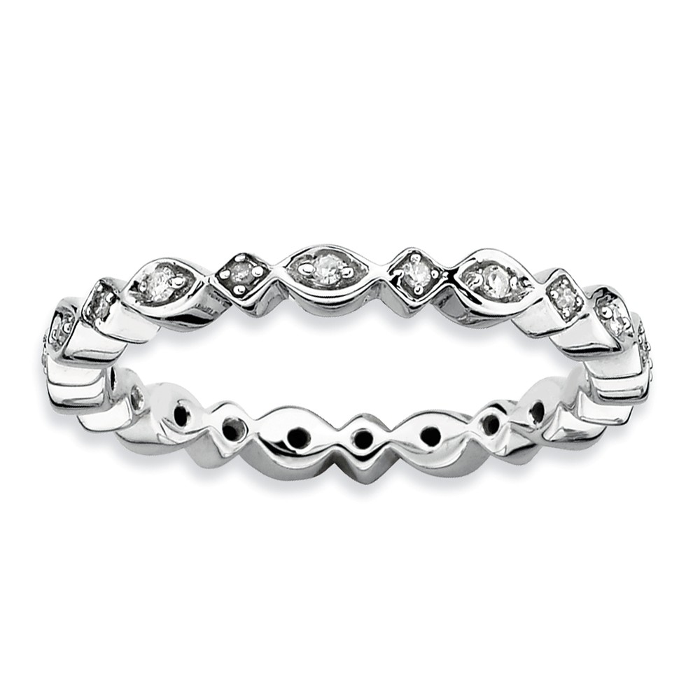 2.75mm Sterling Silver Stackable 1/10 Ctw HI/I3 Diamond Band