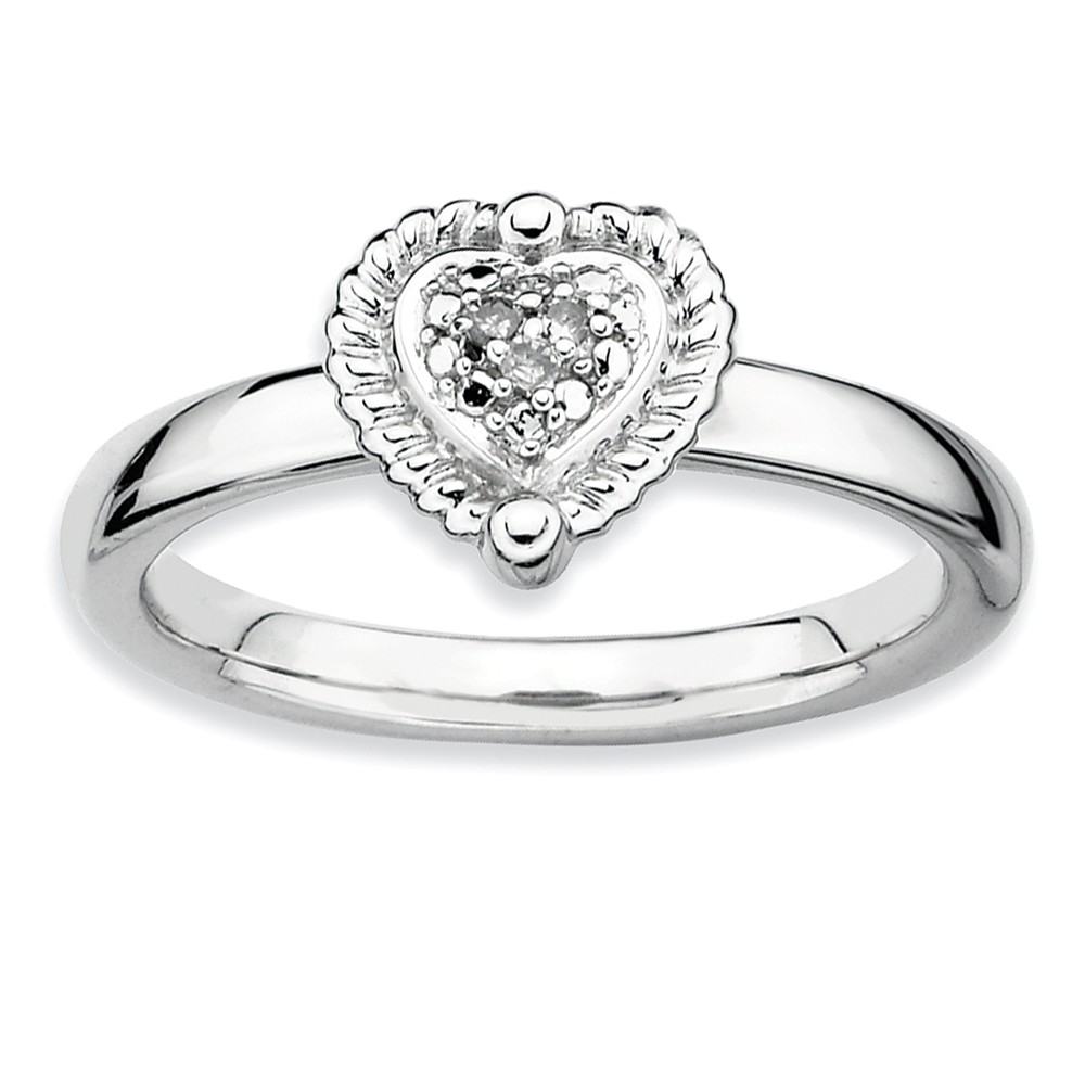 Sterling Silver Stackable .022 Cttw HI/I3 Diamond 8mm Heart Ring