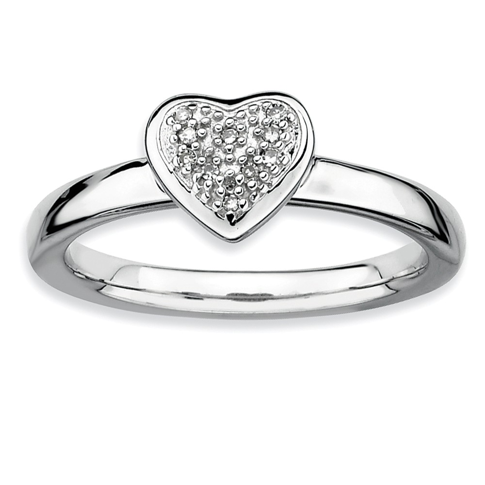 Sterling Silver Stackable 1/20 Cttw HI/I3 Diamond 8mm Heart Ring