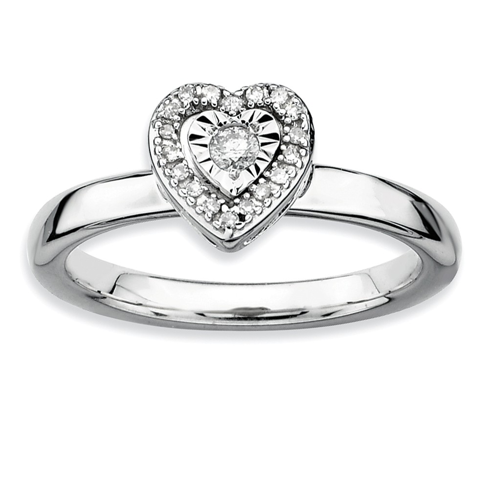 Sterling Silver Stackable 1/8 Cttw HI/I3 Diamond 7mm Heart Ring