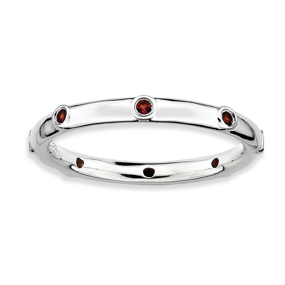 2.25mm Sterling Silver and Garnet Accent Stackable Band