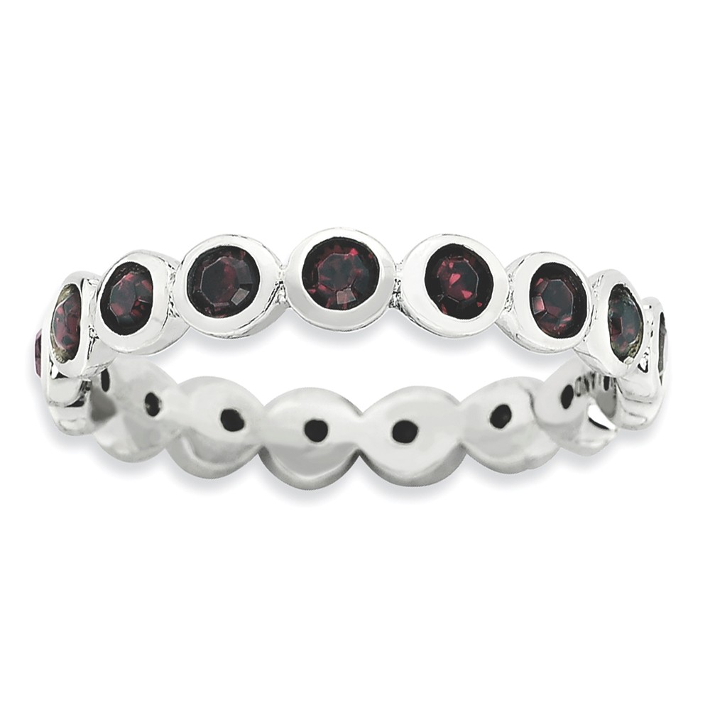 3.5mm Sterling Silver with Red Crystals Stackable Band