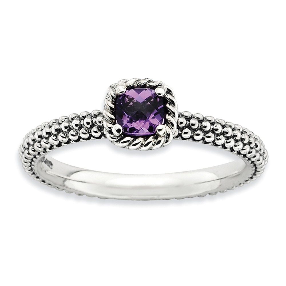 Sterling Silver Stackable Amethyst Solitaire Ring