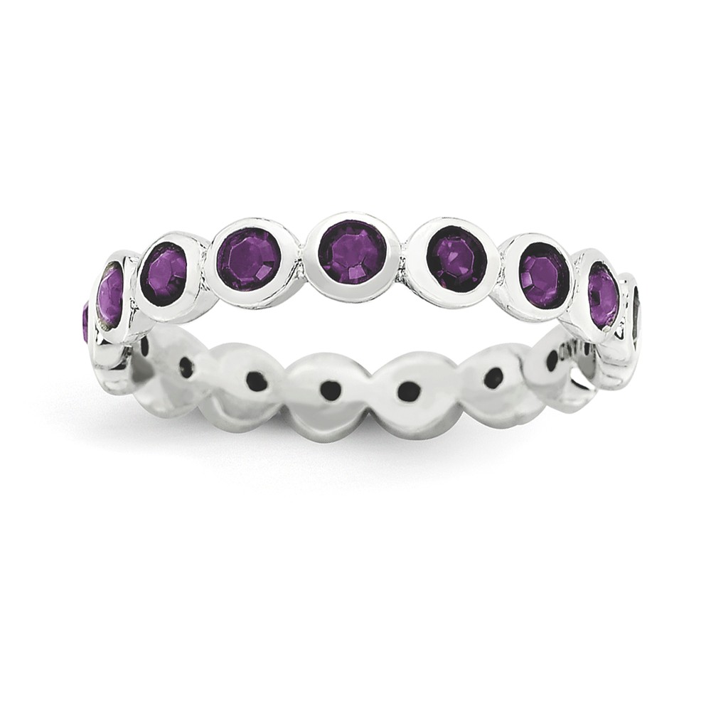 Silver Stackable with Purple Crystals Band