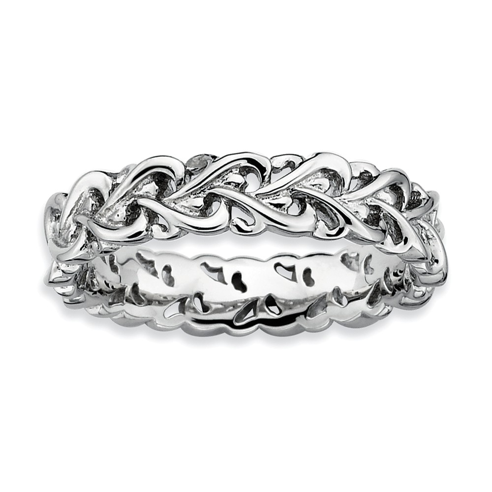 Sterling Silver Stackable Heart 4.5mm intertwined Heart Band