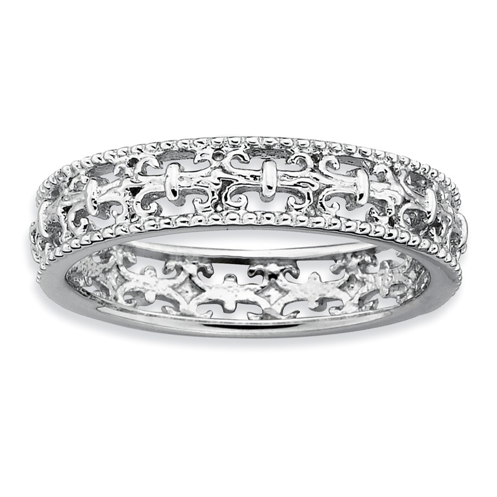 Sterling Silver Stackable Fleur de Lis 4.5mm Band