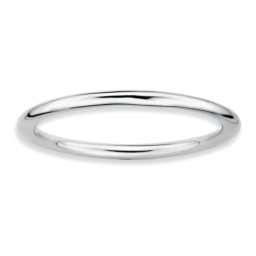 1mm Rhodium Plated Sterling Silver Stackable Polished Elegant Band