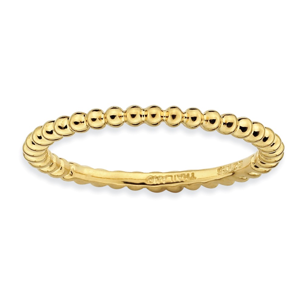 1.5mm 14k Yellow Gold Plated Sterling Silver Stackable Beaded Band