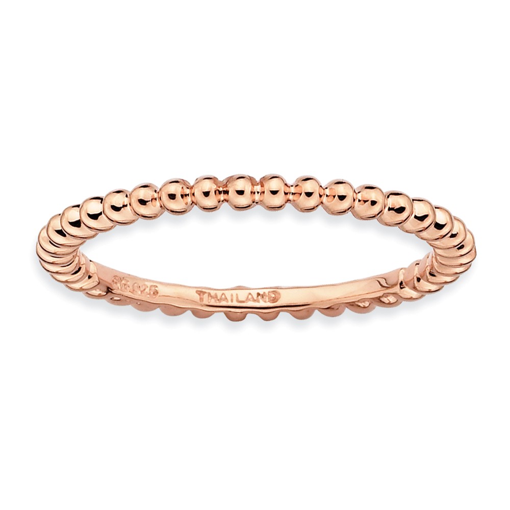 1.5mm 14k Rose Gold Plated Sterling Silver Stackable Beaded Band