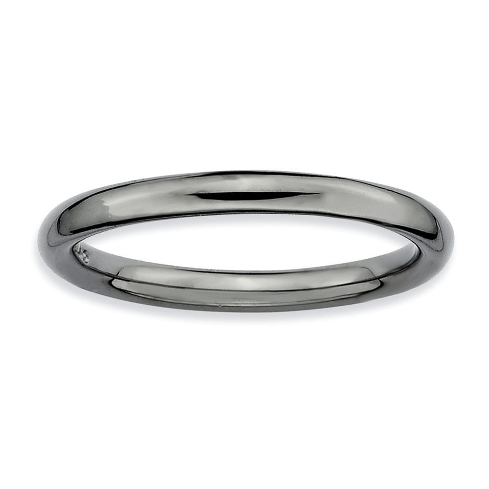 2.25mm Black Ruthenium Plated Sterling Silver Stackable Polished Band