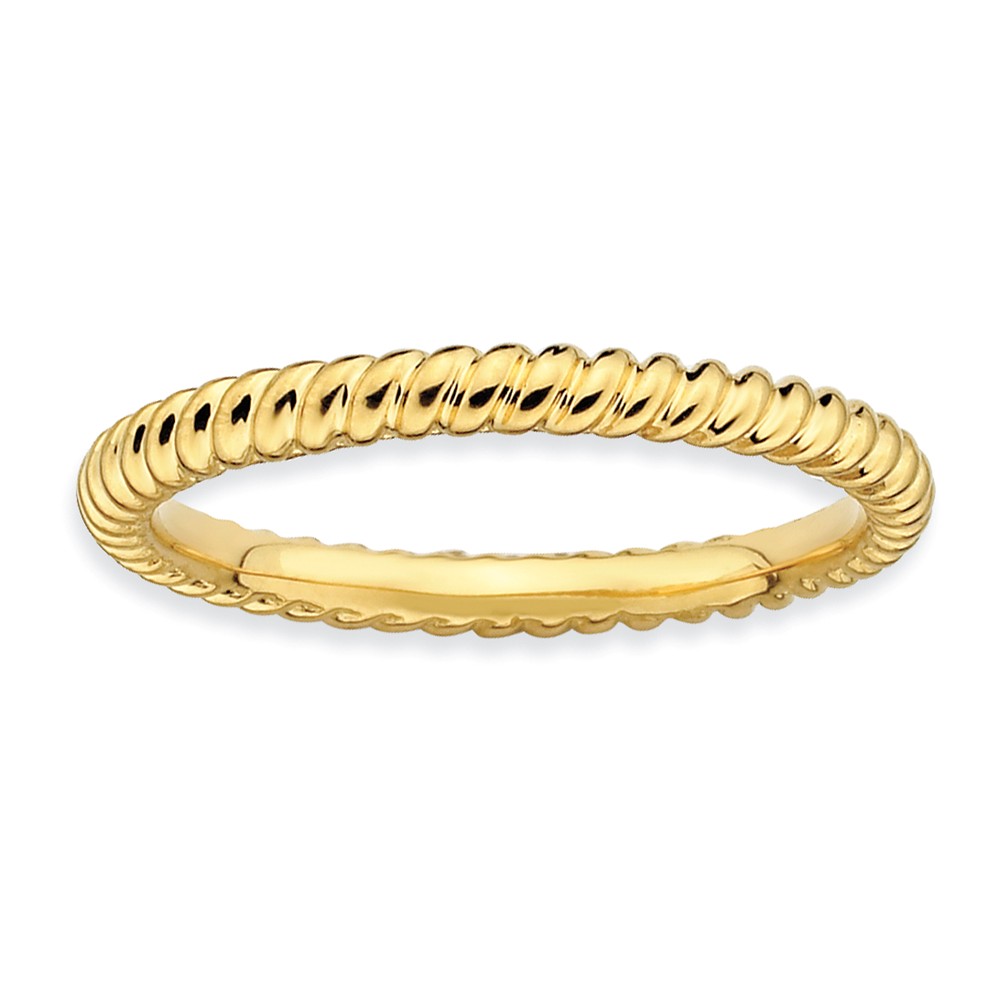 2.25mm 14k Yellow Gold Plated Sterling Silver Stackable Twisted Band