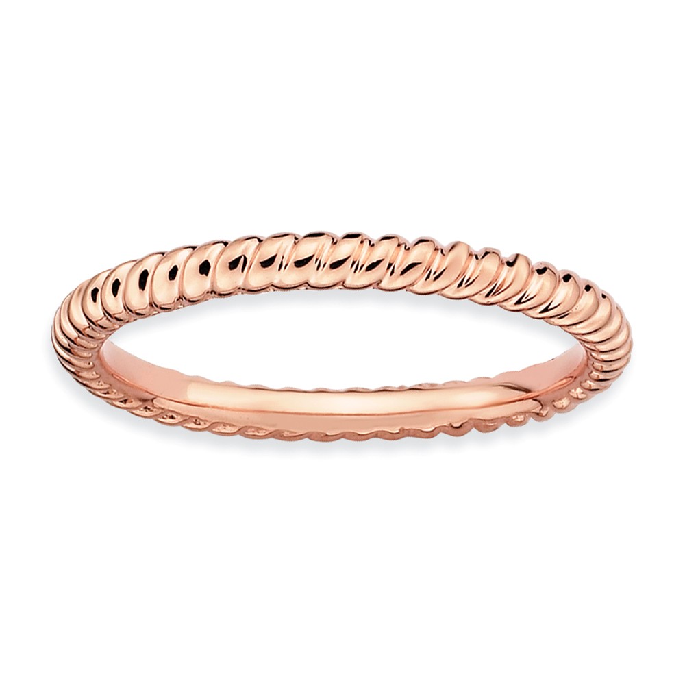 2.25mm 14k Rose Gold Plated Sterling Silver Stackable Twisted Band