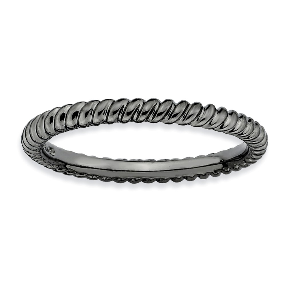 2.25mm Black Plated Sterling Silver Stackable Twisted Band