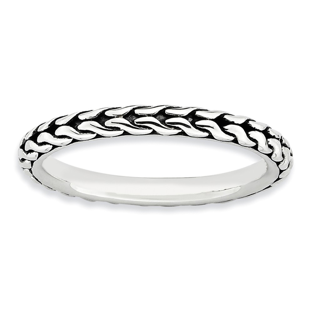 2.5mm Sterling Silver Stackable Antiqued Woven Band