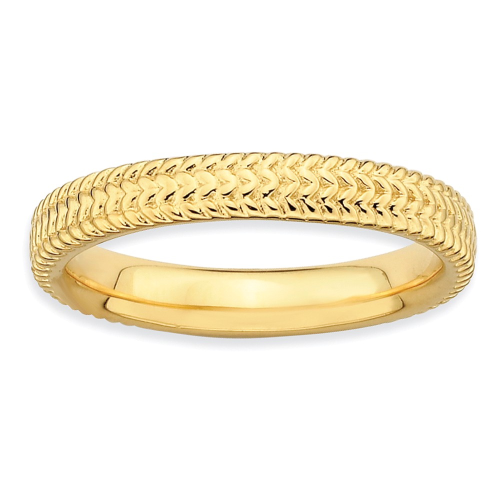 3.25mm 14k Yellow Gold Plated Sterling Silver Stackable Band